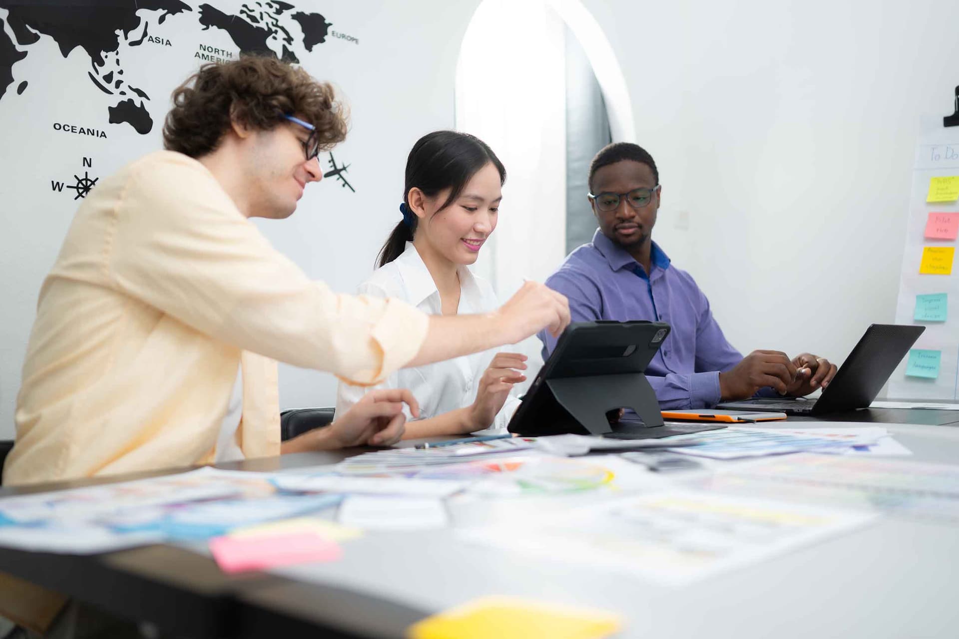 A professional working on project management visuals