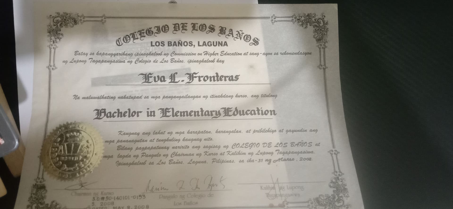 Eva graduated from  COLEGIO De Los Baños