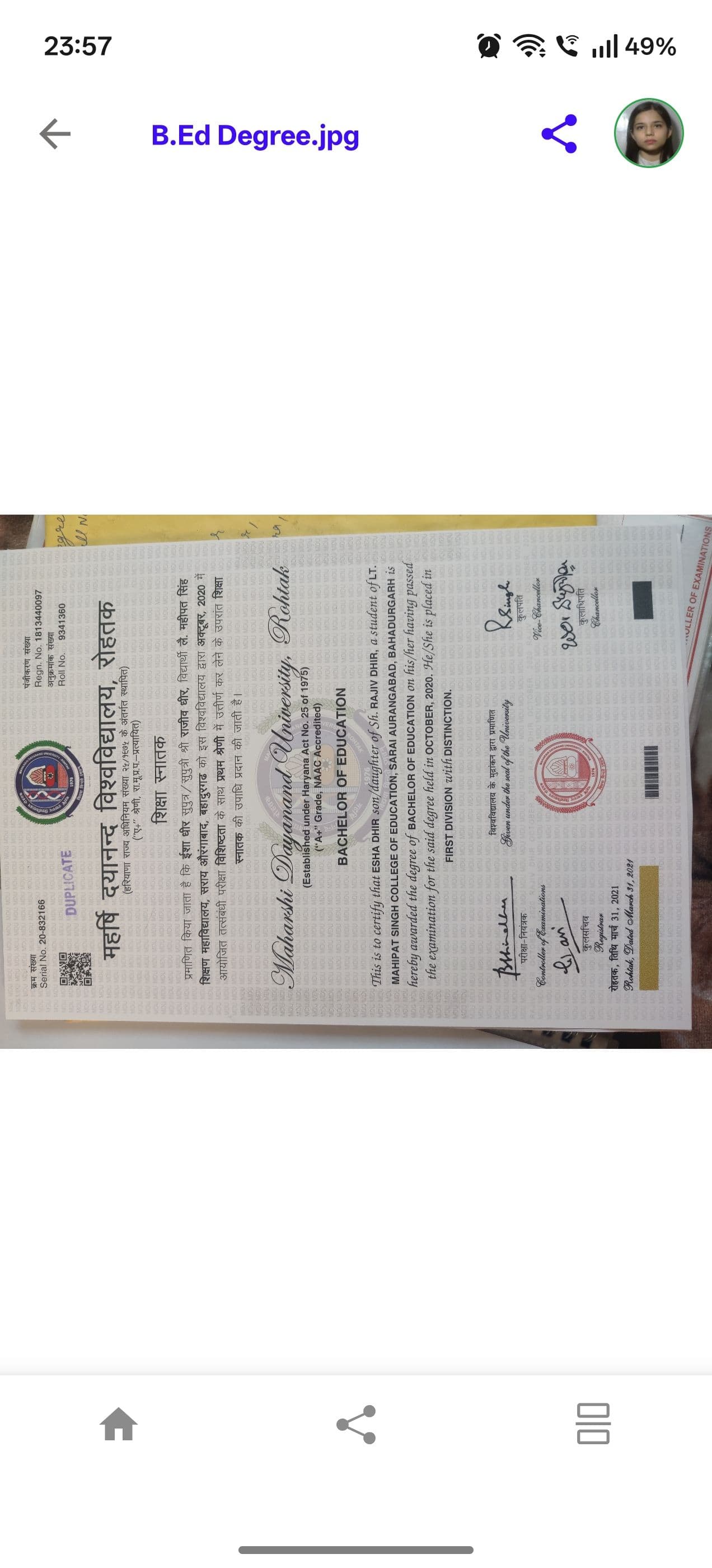 Esha  graduated from Birla Institute of Technology, Mesra