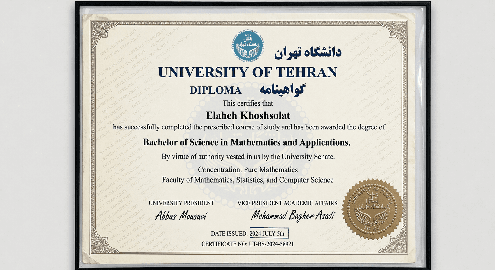 Elaheh graduated from UT