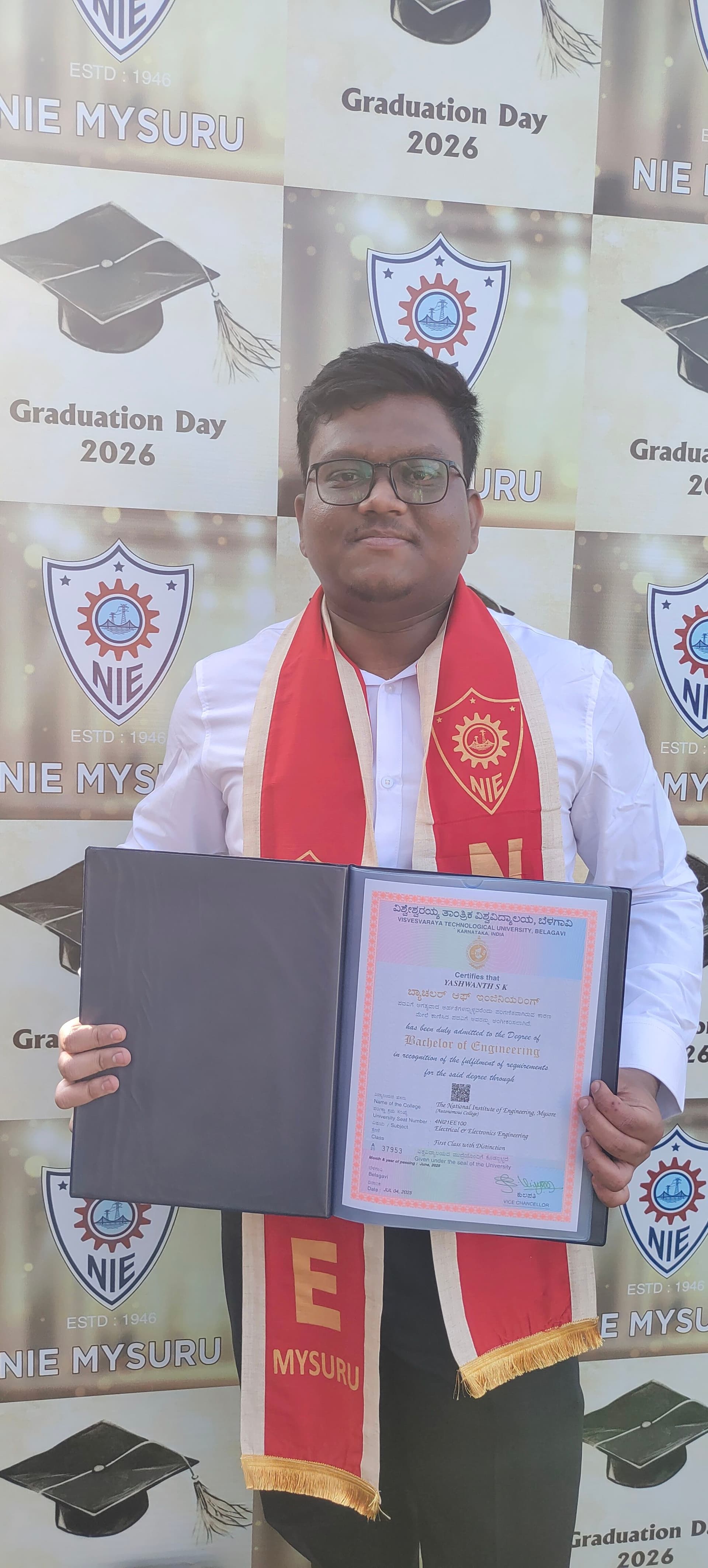 Yashwanth  graduated from The National institute of engineering 