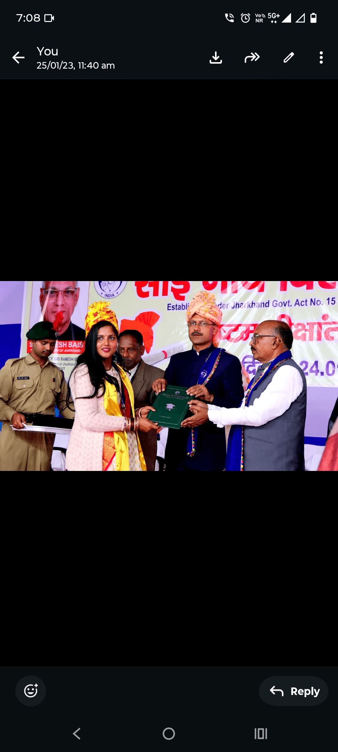 Neha graduated from Sai nath university 