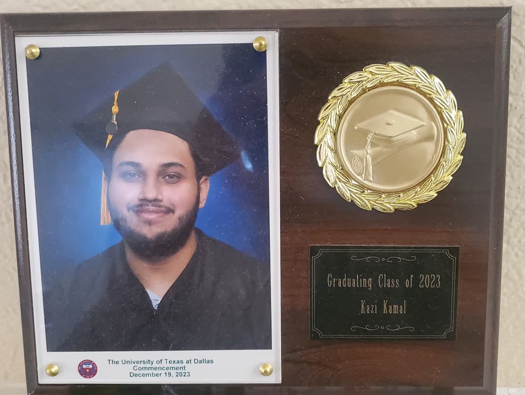 Graduation ceremony photo of Kazi 