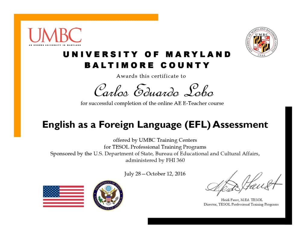 Verified degree or teaching certification of Carlos 