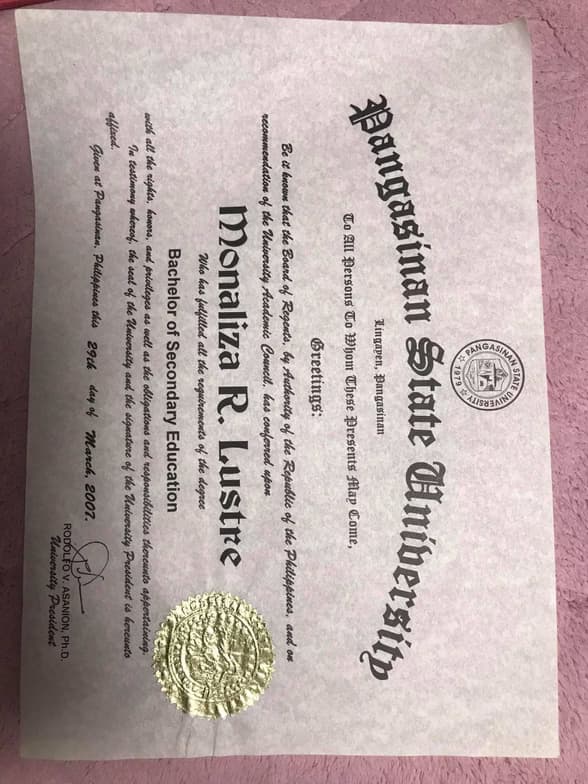 Verified degree or teaching certification of Monaliza  