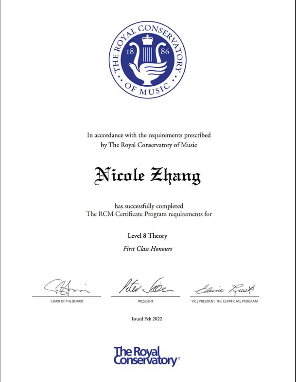 Verified degree or teaching certification of Nicole 