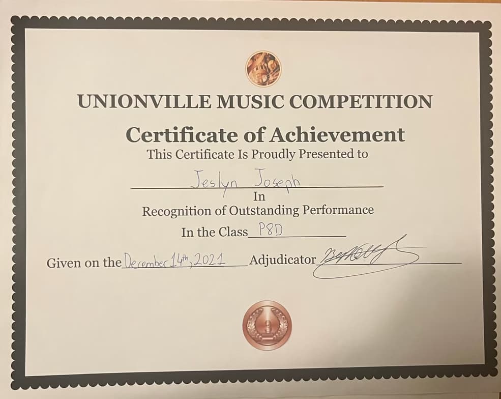 Verified degree or teaching certification of Abigail 