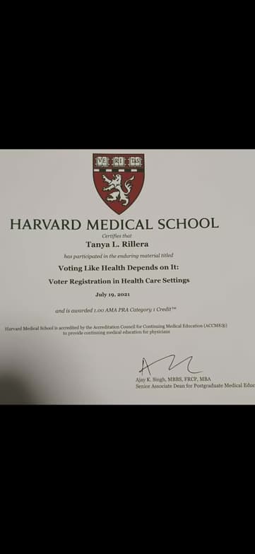 Verified degree or teaching certification of Tanya 