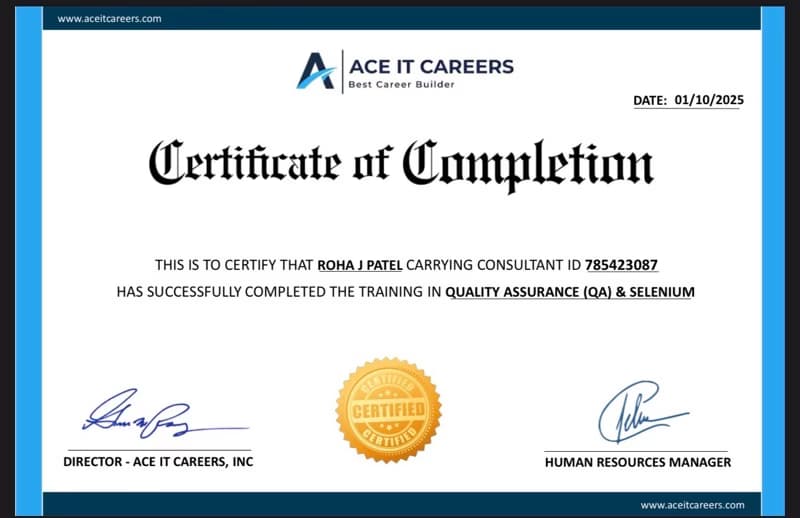 Verified degree or teaching certification of Roha 