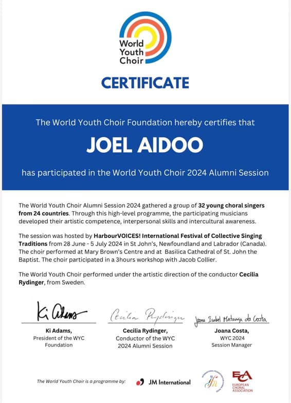 Verified degree or teaching certification of Joel 