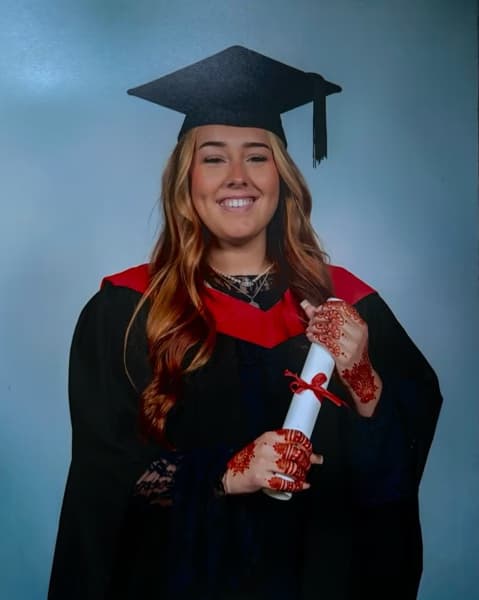 Graduation ceremony photo of Emily 