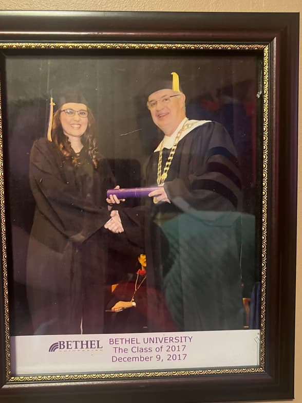 Graduation ceremony photo of Sarah 