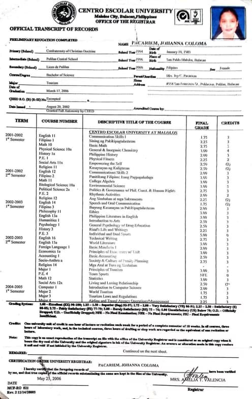 Verified degree or teaching certification of Johanna 