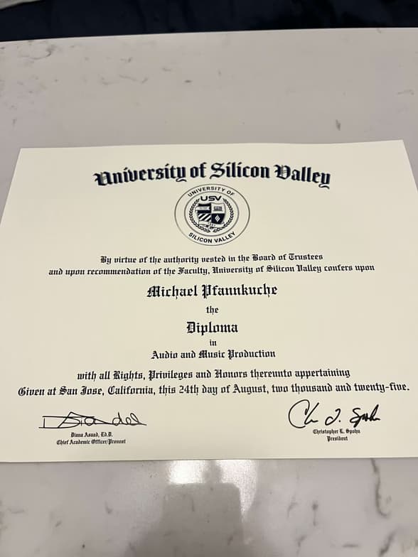 Verified degree or teaching certification of Michael 