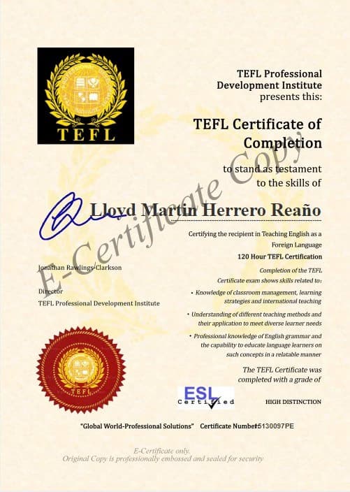 Verified degree or teaching certification of Lloyd Martin 
