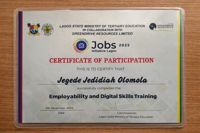 Verified degree or teaching certification of Jedidiah 