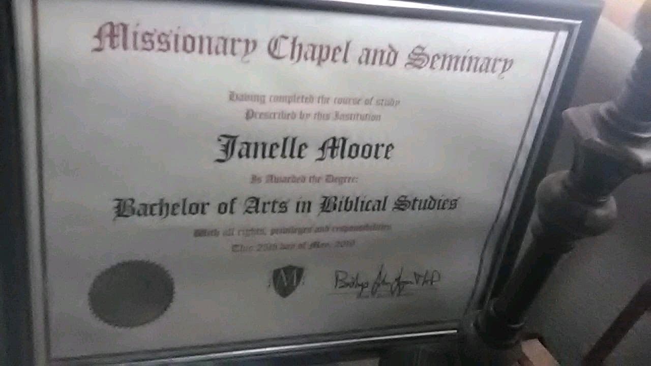 Verified degree or teaching certification of Janelle 