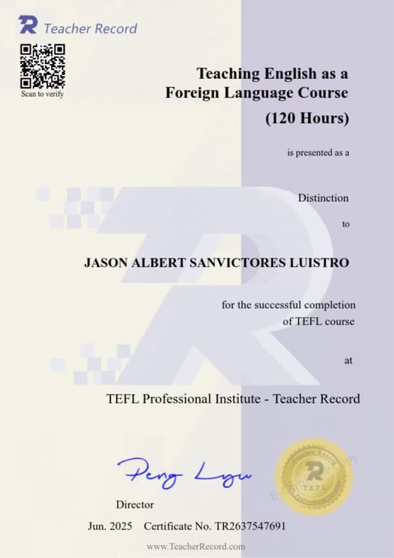 Verified degree or teaching certification of Jason Albert 