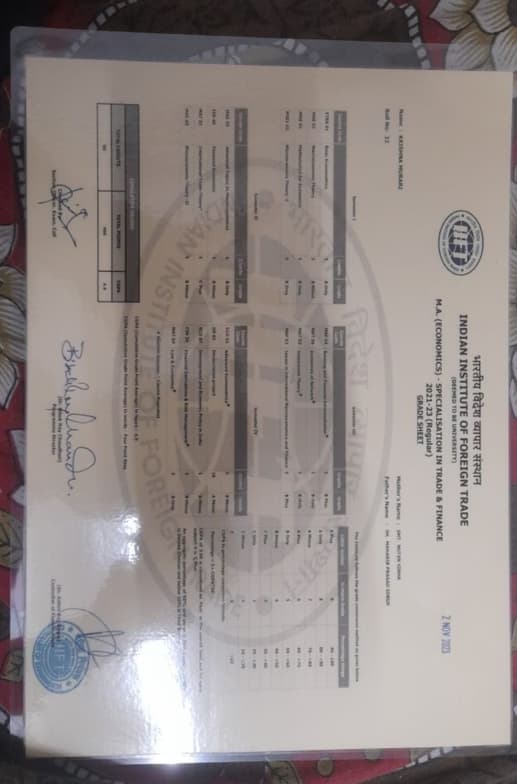 Verified degree or teaching certification of Krishna  