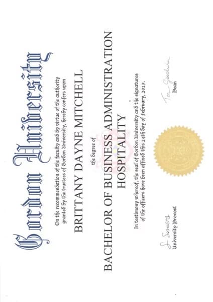 Verified degree or teaching certification of Britt 