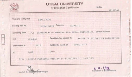Verified degree or teaching certification of Snata 