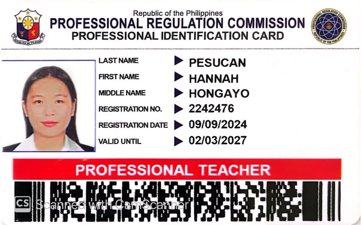 Verified degree or teaching certification of Hannah 