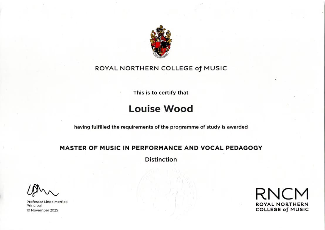Verified degree or teaching certification of Louise 