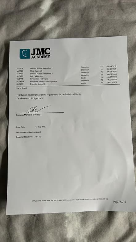 Verified degree or teaching certification of Aisha 