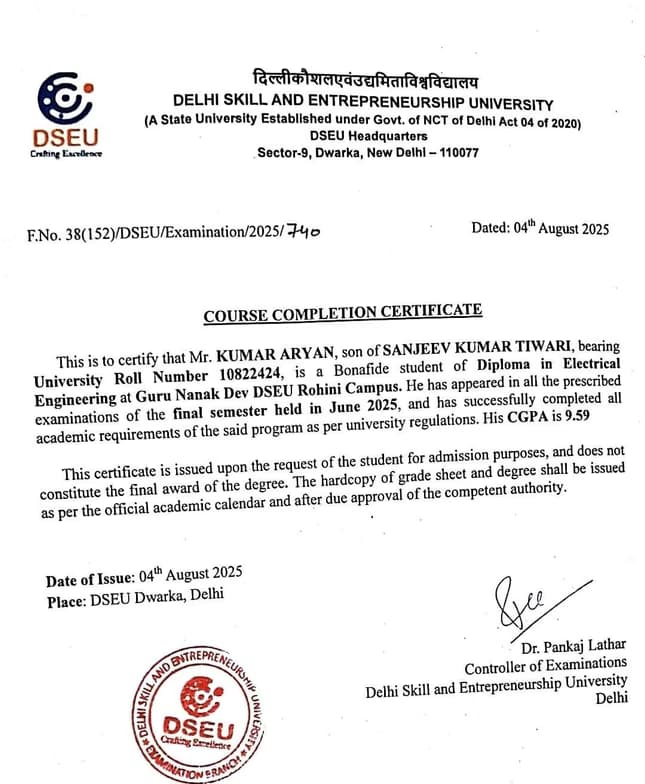 Verified degree or teaching certification of Kumar  