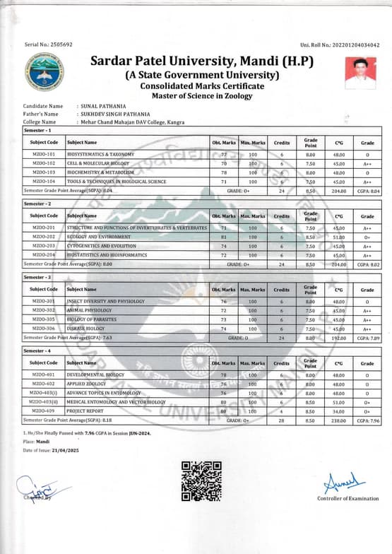 Verified degree or teaching certification of Sunal 