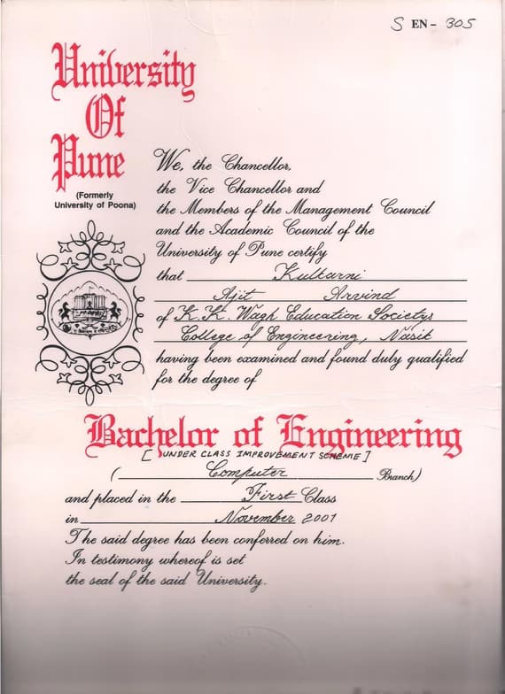 Graduation ceremony photo of Ajit 