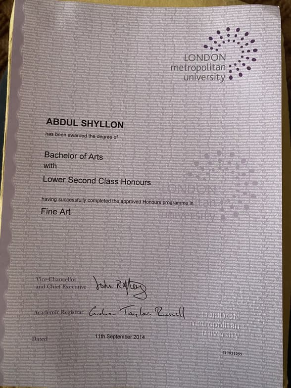 Verified degree or teaching certification of Abdul 