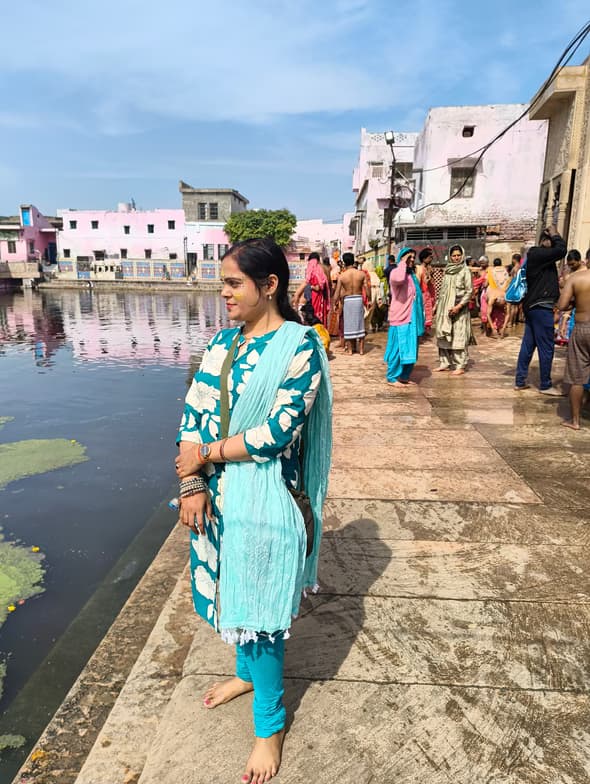 Travel snapshot of Puja during a trip 