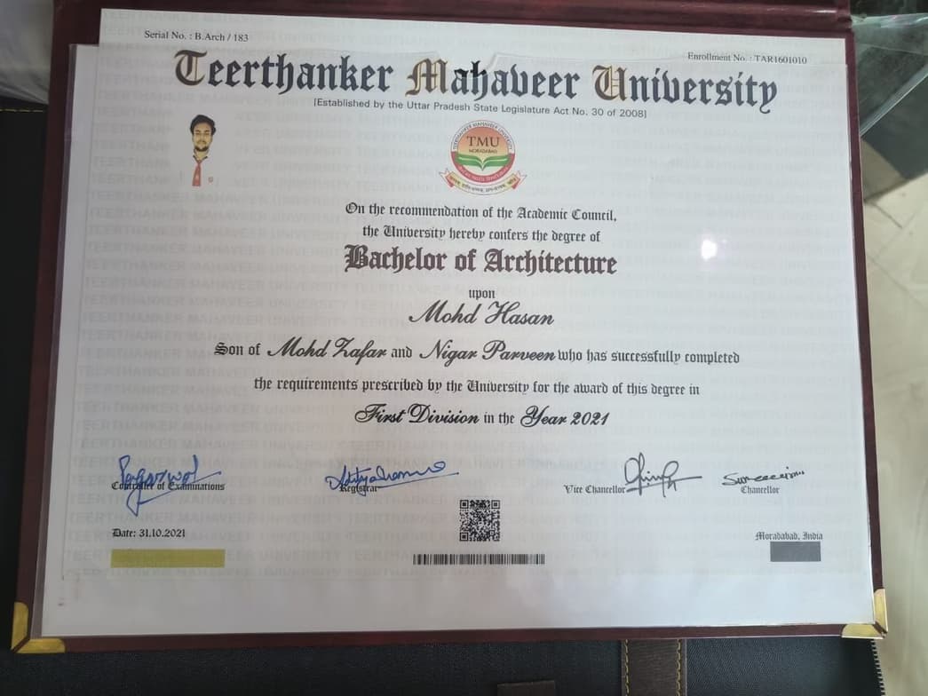 Verified degree or teaching certification of Mohd 