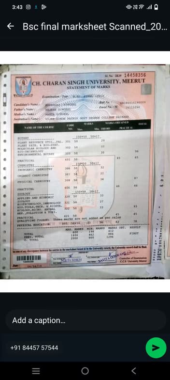 Verified degree or teaching certification of Rupanshi  