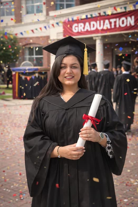 Graduation ceremony photo of Anchal 