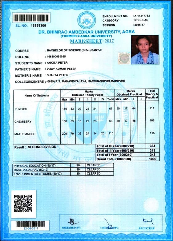 Verified degree or teaching certification of Ankita 