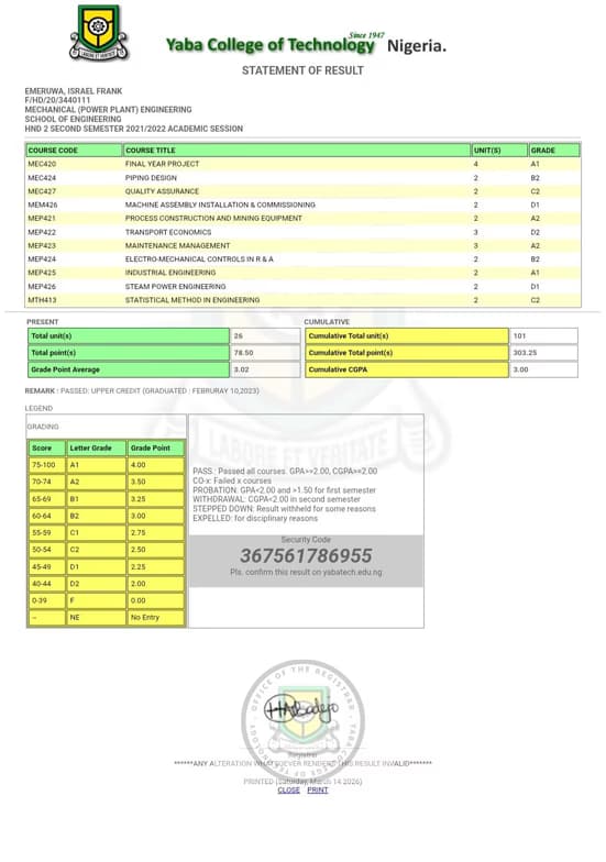 Verified degree or teaching certification of Israel  