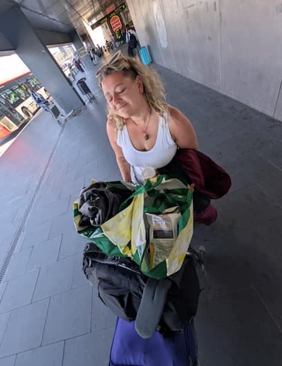 Travel snapshot of Courtney during a trip 