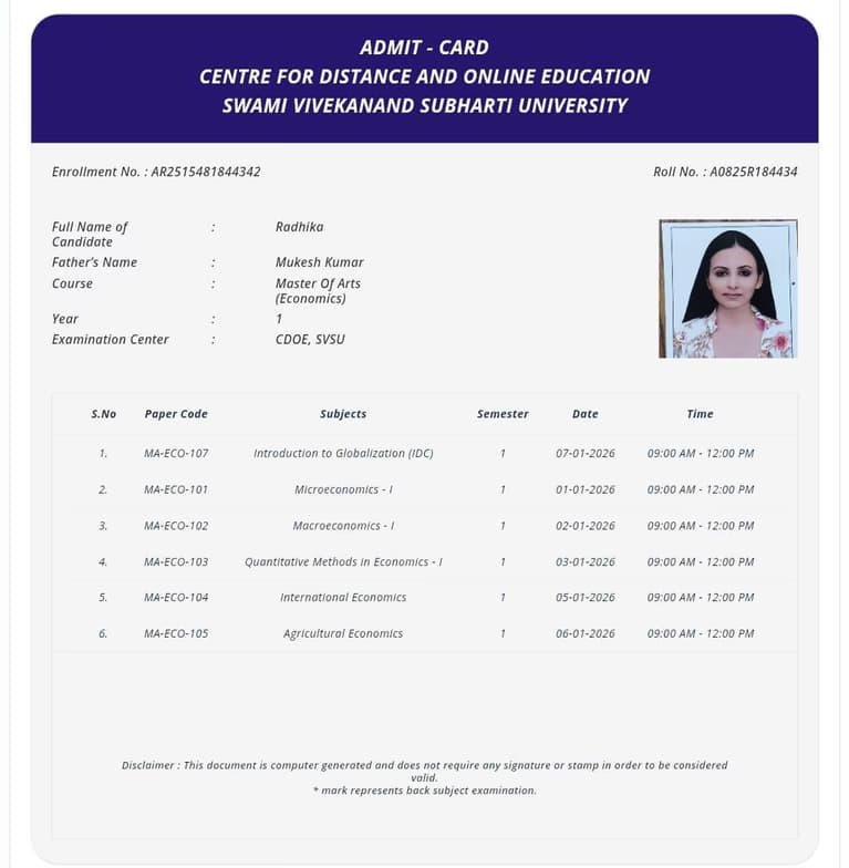 Verified degree or teaching certification of Radhika 