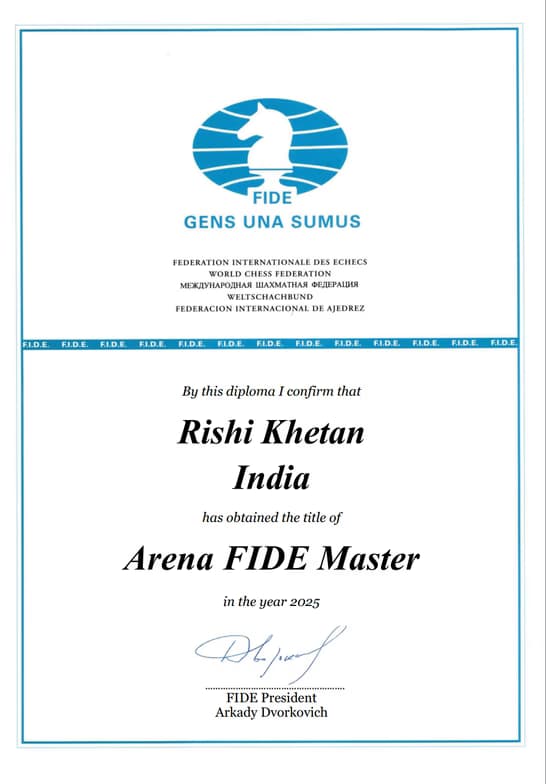 Verified degree or teaching certification of Rishi 