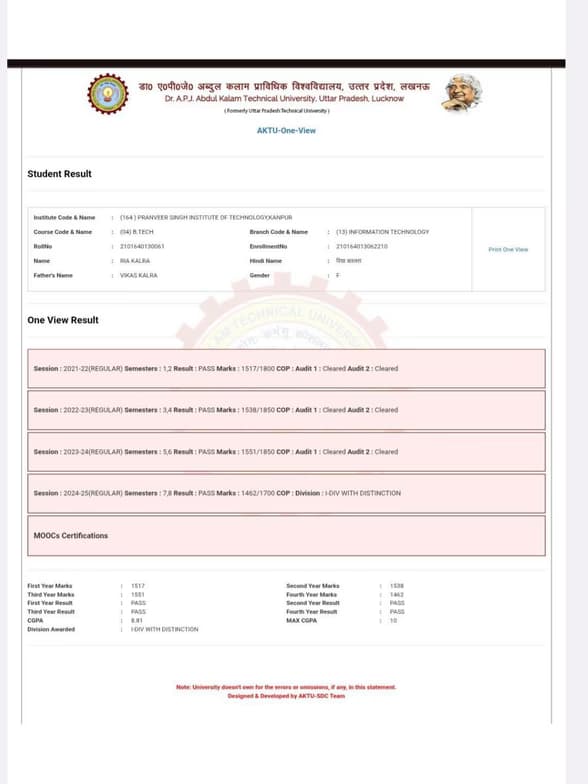Verified degree or teaching certification of Ria  