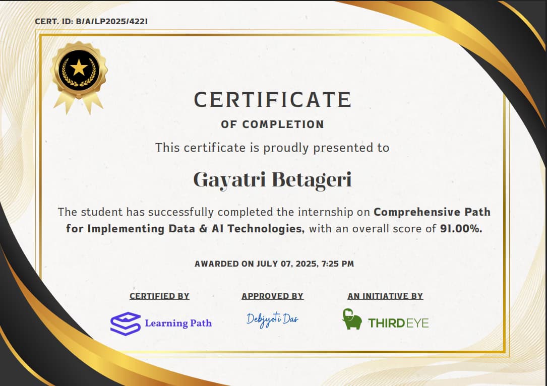 Verified degree or teaching certification of Gayatri 