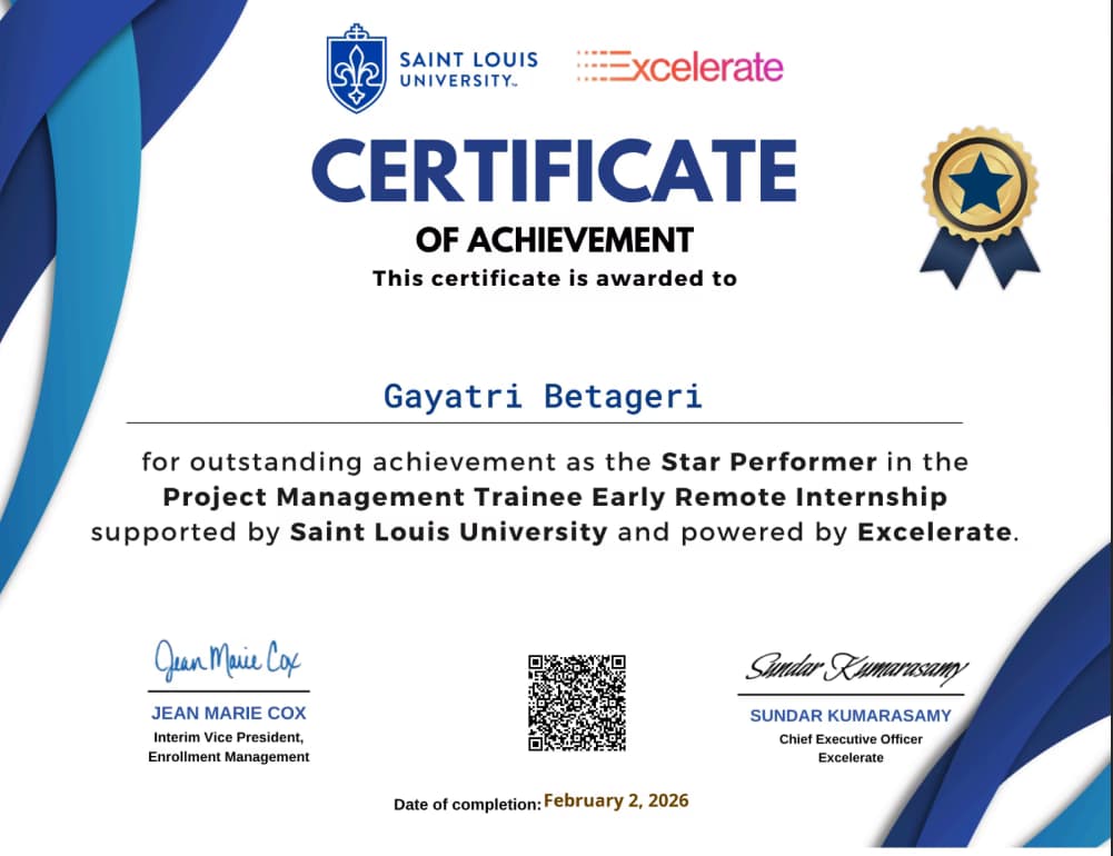 Verified degree or teaching certification of Gayatri 