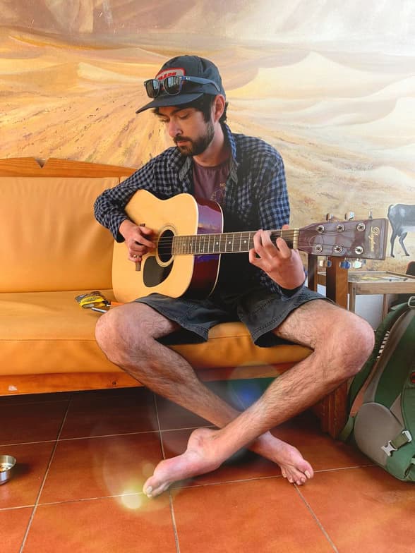 Travel snapshot of Simon during a trip 