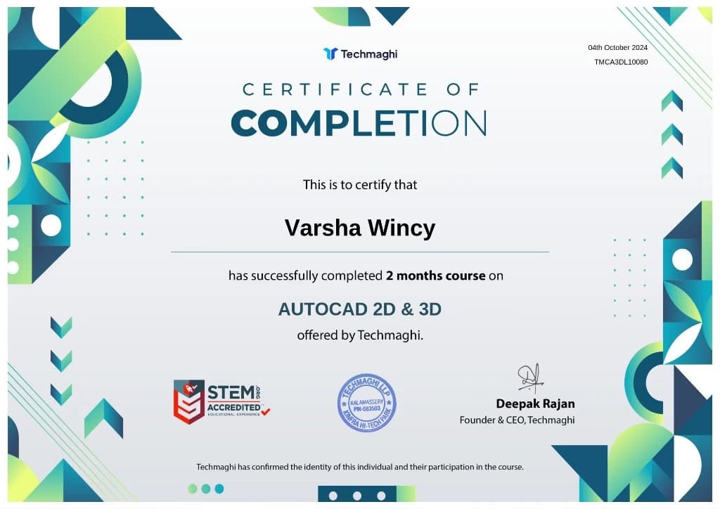 Verified degree or teaching certification of Varsha 