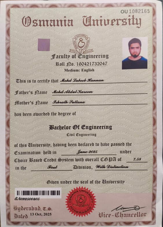 Verified degree or teaching certification of Labeeb 