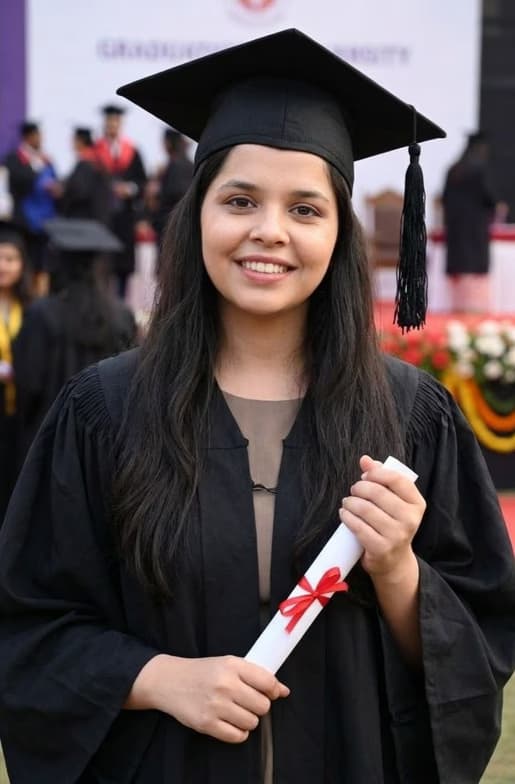 Graduation ceremony photo of Deepa 
