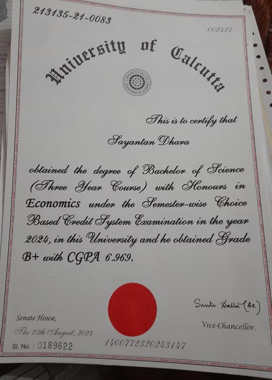 Verified degree or teaching certification of Sayantan 