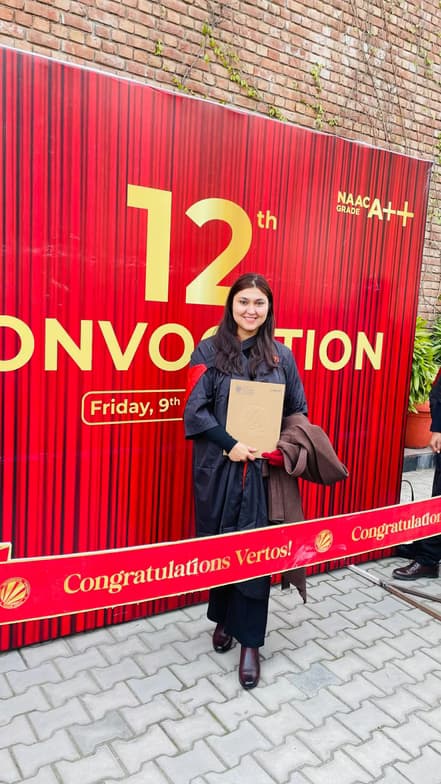 Graduation ceremony photo of Mehak 